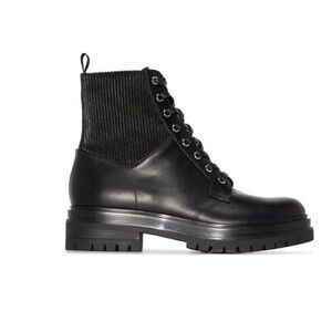 Gianvito Rossi Black Martis Combat Lace Up Booties